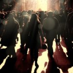 Close up image of crowded people walking on busy street in Istanbul, Turkey